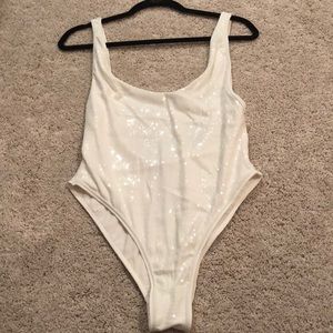White sequined body suit